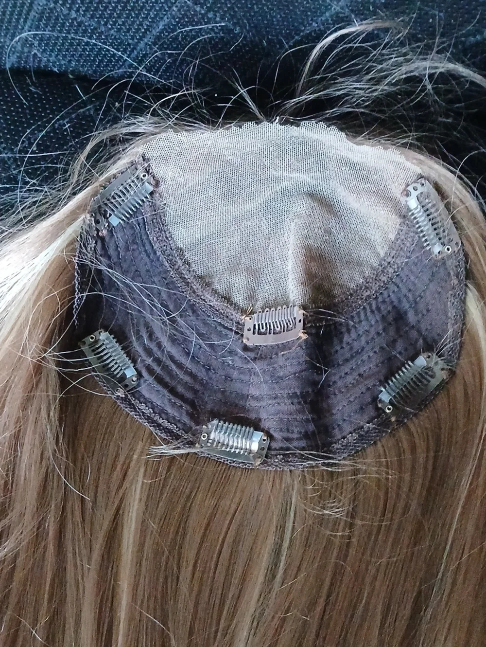New CSC Lace Front Hair Topper. Light Brown/Dark Bkond Mix wHighlights 18